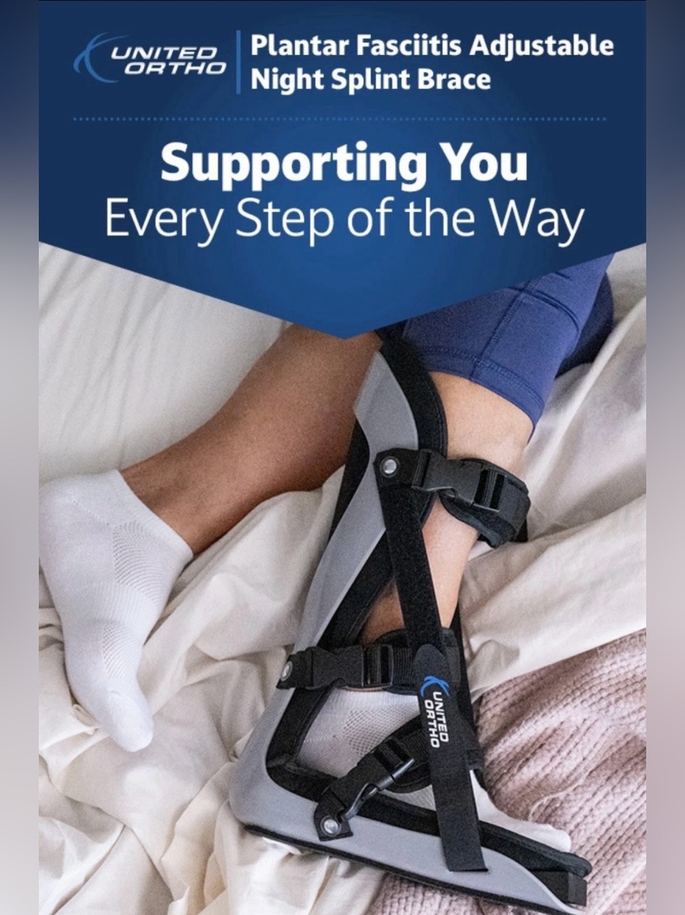 UNITED ORTHO L PLANTAR FASCIITIS ADJUSTABLE LEG SUPPORT BRACE NIGHT SPLINT L/R